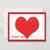 光沢のある赤いハート(テキストの追加) 招待状 (正面)