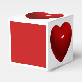 光沢のある赤いハート フェイバーボックス