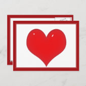 光沢のある赤いハート ポストカード (正面/裏面)