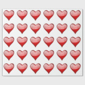 光沢のある赤いハート ラッピングペーパー (フラット)