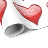 光沢のある赤いハート ラッピングペーパー (ロールコーナー)