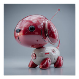 光沢のある赤いロボット犬 ポスター