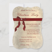 光沢のある赤い弓、クリスマス企業のパーティー 招待状 (正面)