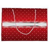 光沢のある赤と白水玉模様 ラージペーパーバッグ (裏面)