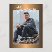 光沢のある赤フェイク銅の卒業発表 ポストカード (正面)