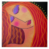 光沢のある赤毛抽象芸術デジ絵画タル タイル (正面)