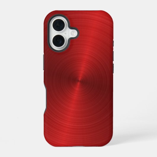 光沢のある赤色の金属デザイン iPhone 16ケース (裏面)