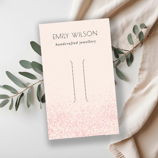 光沢のある赤面ピンクのグリッターテクスチャヘアクリップの表示 名刺