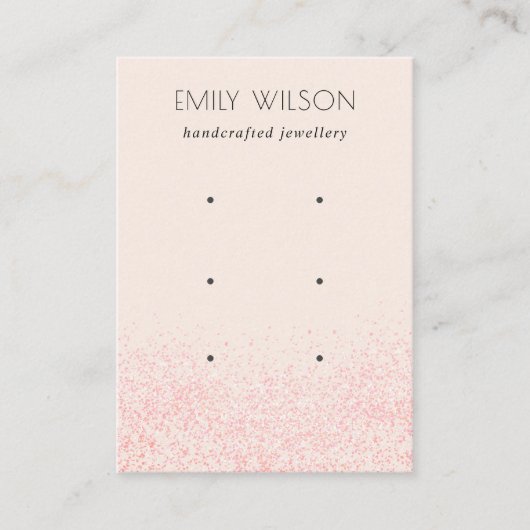 光沢のある赤面ピンクのグリッターテクスチャ3イヤリングディスプレイ 名刺 (正面)