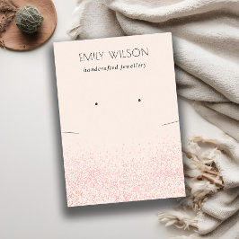 光沢のある赤面ピンクグリッターテクスチャイヤリングネックレス 名刺