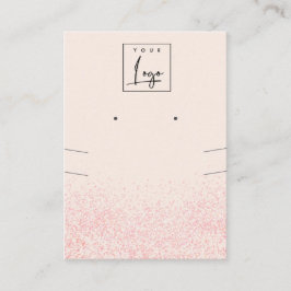 光沢のある赤面ピンクグリッターテクスチャイヤリングネックレス 名刺