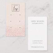 光沢のある赤面ピンクグリッターテクスチャ3イヤリングディスプレイ 名刺 (正面/裏面)