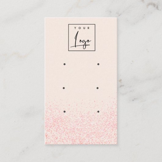 光沢のある赤面ピンクグリッターテクスチャ3イヤリングディスプレイ 名刺 (正面)