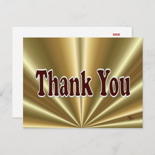 光沢のある金ゴールドありがとうはがきカスタマイズ- ポストカード (正面/裏面)