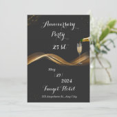 光沢のある金ゴールドで豪華な25歳の誕生日の招待 招待状 (スタンド正面)
