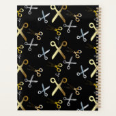 光沢のある金ゴールドとシルバーシザーパターンのヘアスタイリスト プランナー手帳 (裏面)