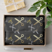 光沢のある金ゴールドとシルバーシザーパターンのヘアスタイリスト 薄葉紙 (ギフト)