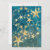 光沢のある金ゴールドとブルーキンセアニェラ招待状 招待状 (裏面)