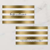光沢のある金ゴールドと白ストライプ色のパタモダンーン 名刺 (正面/裏面)