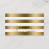 光沢のある金ゴールドと白ストライプ色のパタモダンーン 名刺 (裏面)