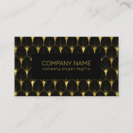 光沢のある金ゴールドと黒いアールデコパターン 名刺
