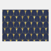 光沢のある金ゴールドアールデコパターン（黒、赤、紫） ラッピングペーパーシート (正面3)