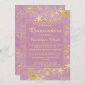 光沢のある金ゴールドオンピンクキンセアニェラ招待状 招待状 (正面/裏面)