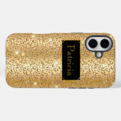 光沢のある金ゴールドグラマラスなレパードグリッタープリント Case-Mate iPhoneケース (裏面 (横))