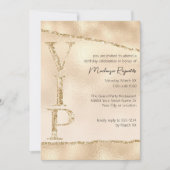 光沢のある金ゴールドグリッターグラマラスVIPパーティー 招待状 (正面)