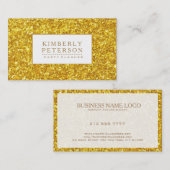 光沢のある金ゴールドグリッターホワイトアクセント 名刺 (正面/裏面)