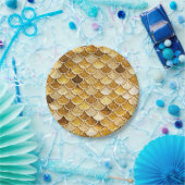 光沢のある金ゴールドグリッターマーメイドはかりで測紙プレート ペーパープレート (パーティー)