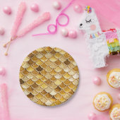 光沢のある金ゴールドグリッターマーメイドはかりで測紙プレート ペーパープレート (パーティー)