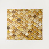 光沢のある金ゴールドグリッターマーメイドはかりで測 タペストリー (正面(横))