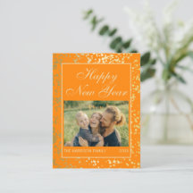 光沢のある金ゴールドグリッター新年フォトオレンジ