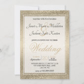 光沢のある金ゴールドグリッター 招待状 (正面)