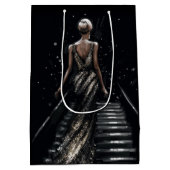 光沢のある金ゴールドシューズグリッター ミディアムペーパーバッグ (裏面)