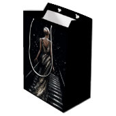 光沢のある金ゴールドシューズグリッター ミディアムペーパーバッグ (裏面アングル)