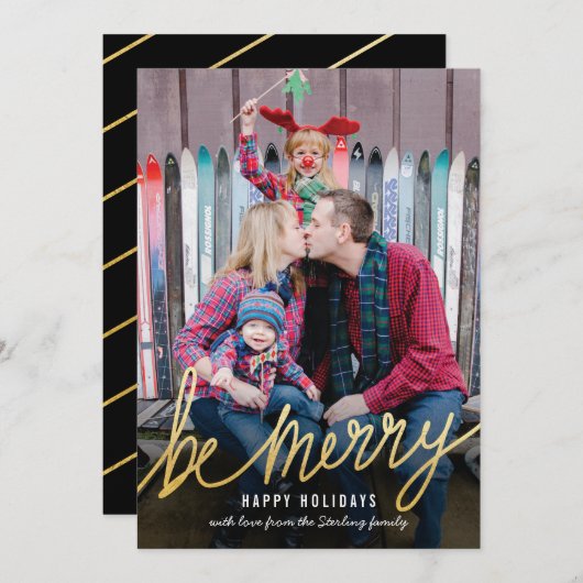 光沢のある金ゴールドスクラシッククリスマスフォトカード シーズンカード (正面/裏面)