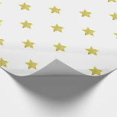 光沢のある金ゴールドスターグラマラスデザインホワイト ラッピングペーパー (角)