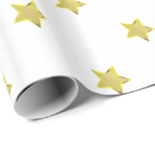 光沢のある金ゴールドスターグラマラスデザインホワイト ラッピングペーパー (ロールコーナー)