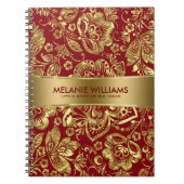 光沢のある金ゴールドダマスクの背景 ノートブック (正面)