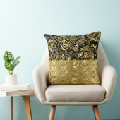 光沢のある金ゴールドダマスク黒アクセント クッション (椅子)