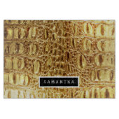 光沢のある金ゴールドデザイナーワニの皮 カッティングボード (正面)