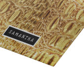 光沢のある金ゴールドデザイナーワニの皮 カッティングボード (角)