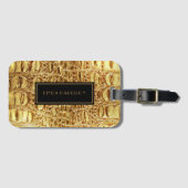 光沢のある金ゴールドデザイナーワニの皮 ラゲッジタグ (正面横)