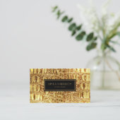 光沢のある金ゴールドデザイナーワニの皮 名刺 (スタンド正面)