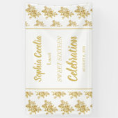 光沢のある金ゴールドバラパーティーバナー 横断幕 (縦)