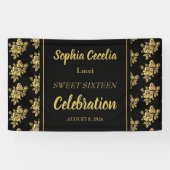 光沢のある金ゴールドバラパーティーバナー 横断幕 (横)