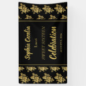 光沢のある金ゴールドバラパーティーバナー 横断幕 (縦)