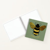 光沢のある金ゴールドブラックストライプの（昆虫）マルハナバチセージ緑のミツバチ ノートブック (内部)